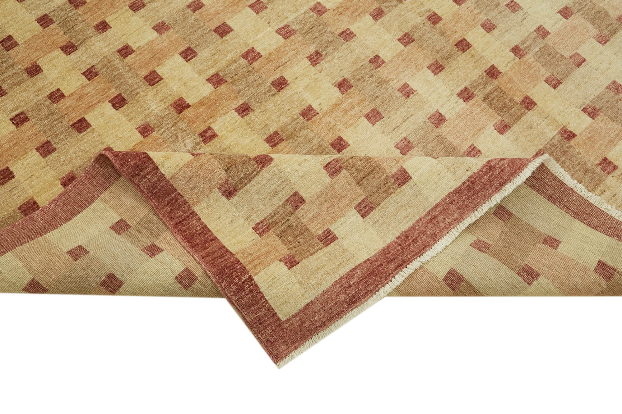 Handmade Wool Cotton Rug – Vintage Area Rug | Beige Classic Wool Carpet 9'x11'7"