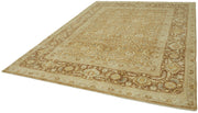 Handmade Wool Cotton Rug - Classic Beige 8x11 Feet Turkish Hand Knotted Carpet