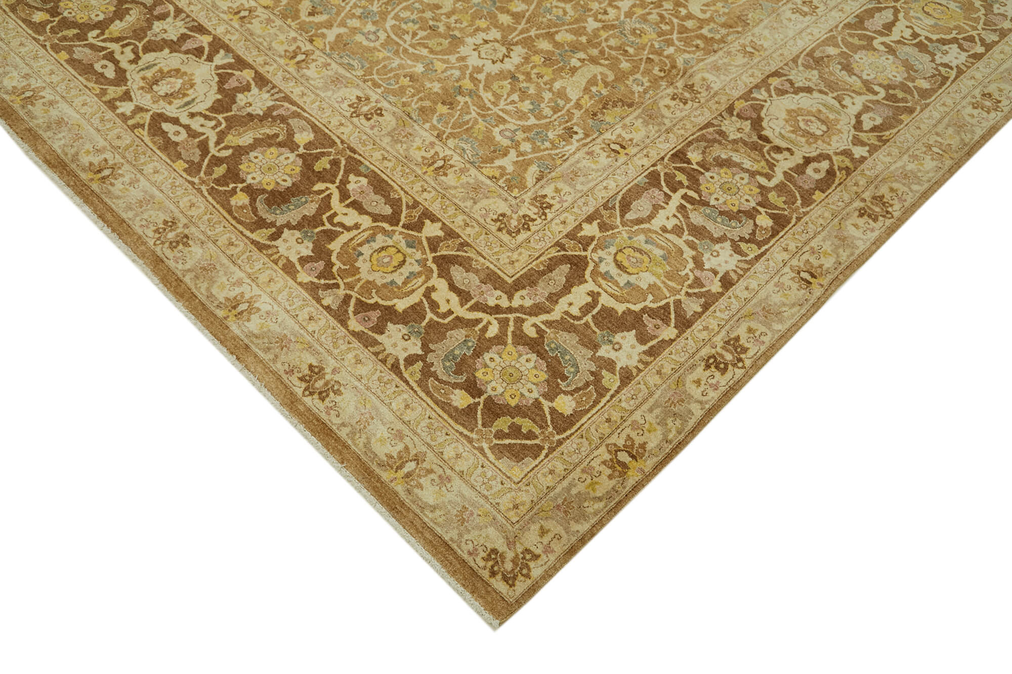 Handmade Wool Cotton Rug - Classic Beige 8x11 Feet Turkish Hand Knotted Carpet