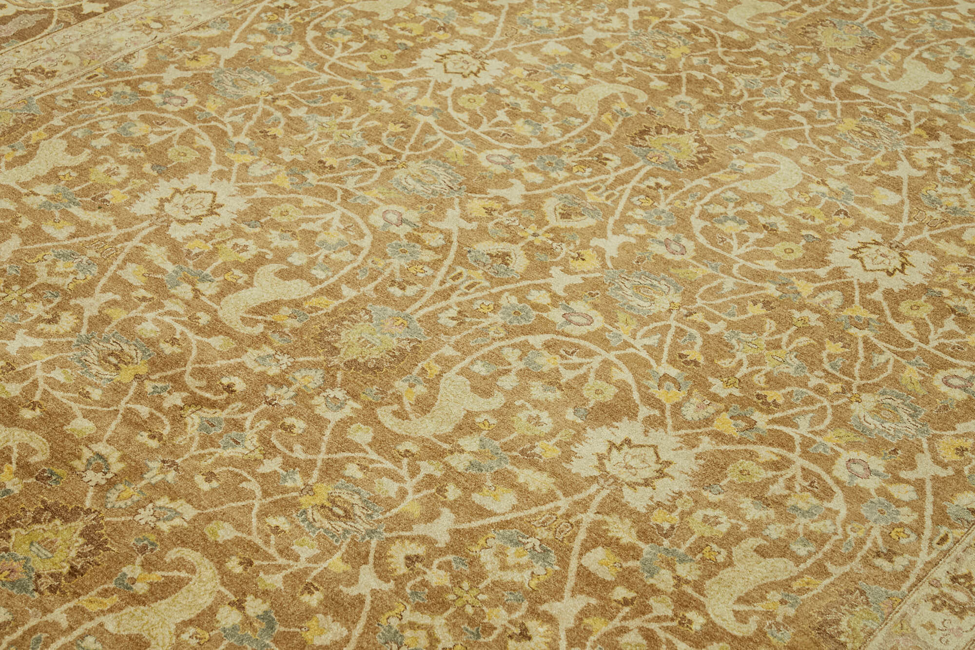 Handmade Wool Cotton Rug - Classic Beige 8x11 Feet Turkish Hand Knotted Carpet