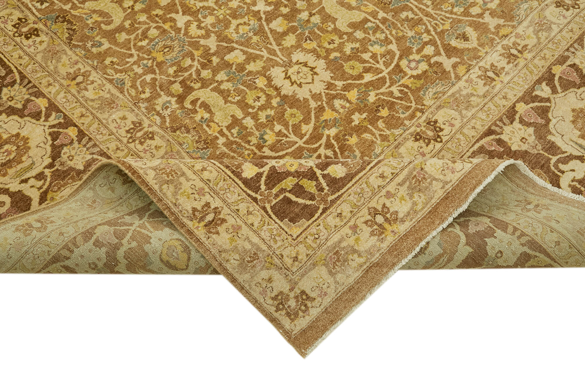 Handmade Wool Cotton Rug - Classic Beige 8x11 Feet Turkish Hand Knotted Carpet