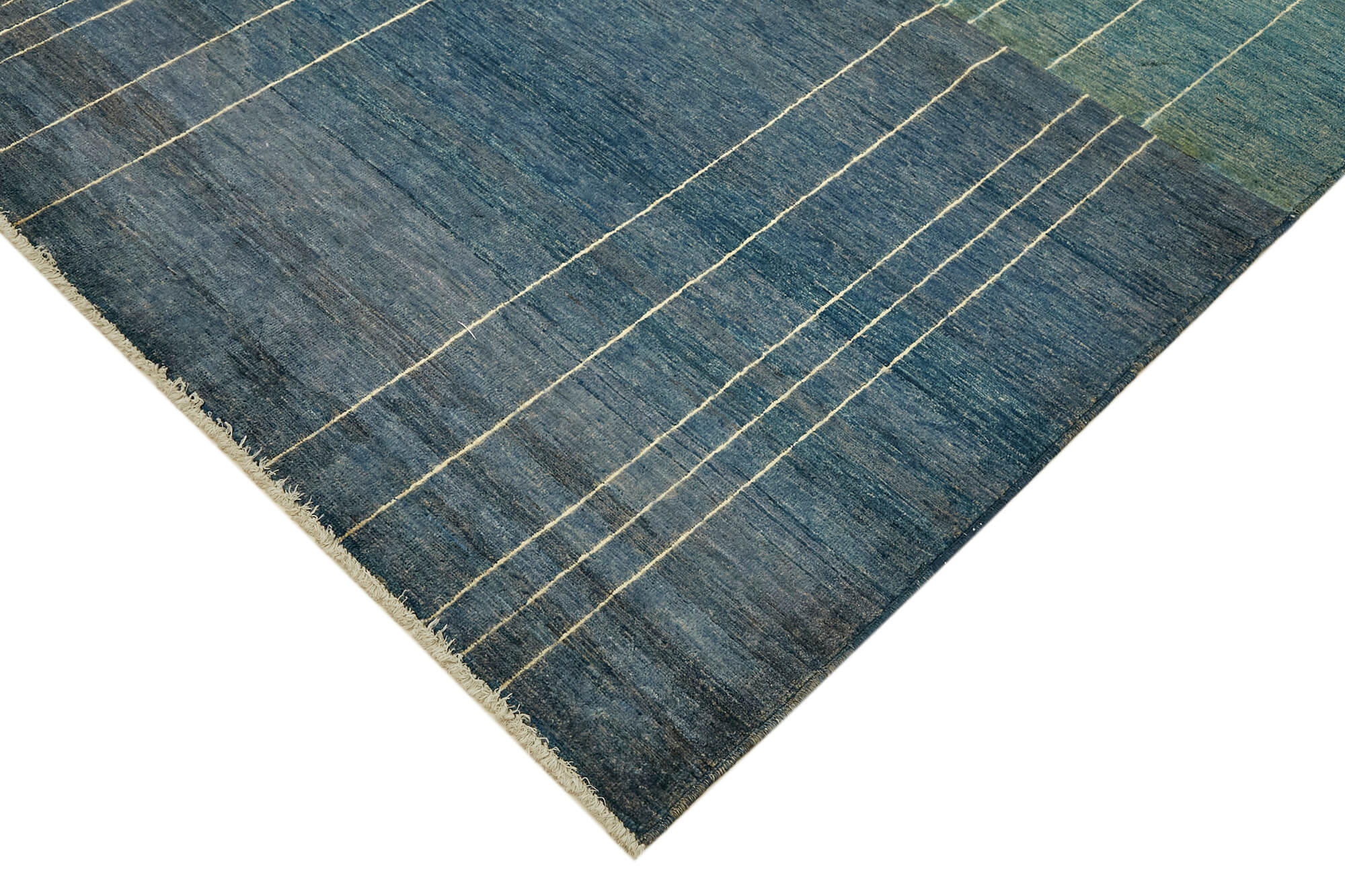 Handmade Wool Cotton Rug – Blue Tebriz Classic Style Turkish Area Rug 8'10''x11'5''