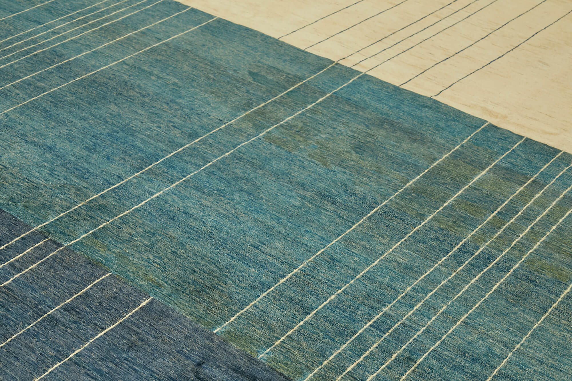 Handmade Wool Cotton Rug – Blue Tebriz Classic Style Turkish Area Rug 8'10''x11'5''
