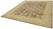 Handmade Wool Cotton Rug | Vintage Turkish Carpet Neutral Color Rug 9x11 ft