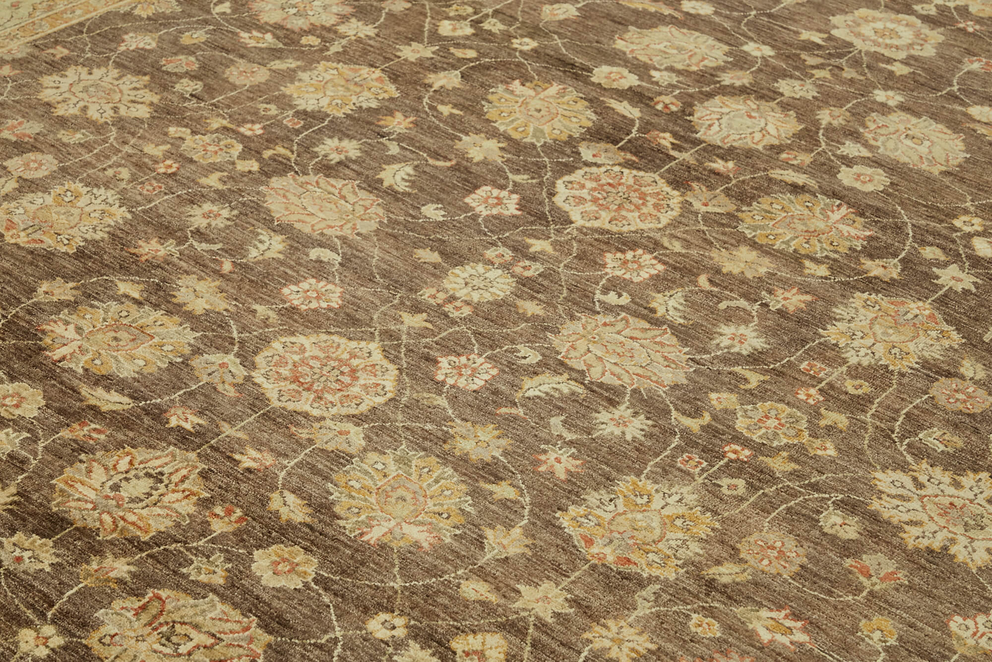 Handmade Wool Cotton Rug | Vintage Turkish Carpet Neutral Color Rug 9x11 ft