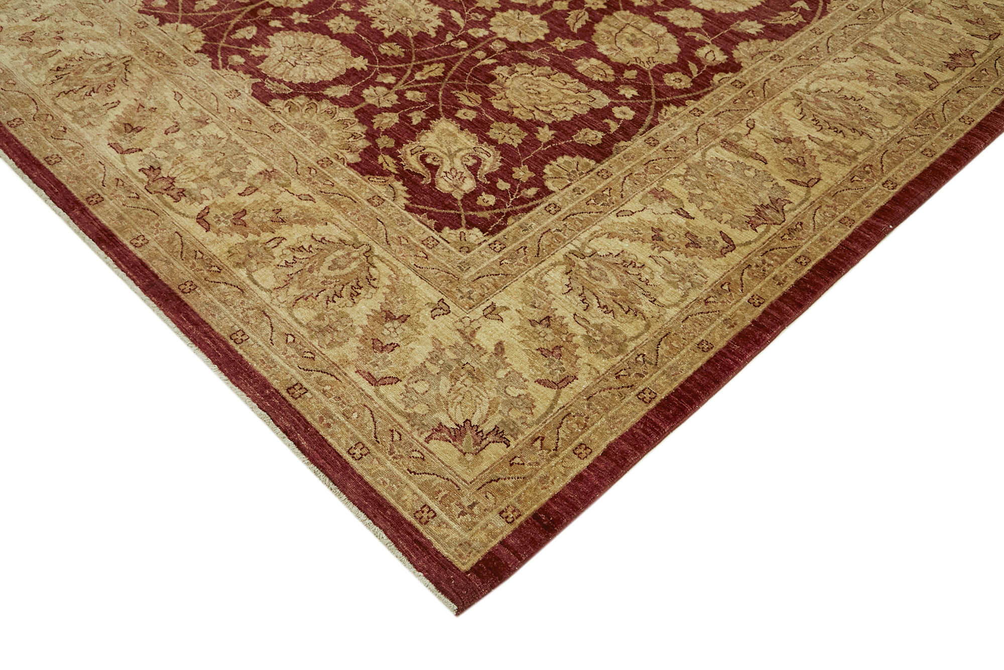 Handmade Wool Cotton Rug - Tebriz Classic Area Rug 9'x11'6'' Beige Neutral Tone