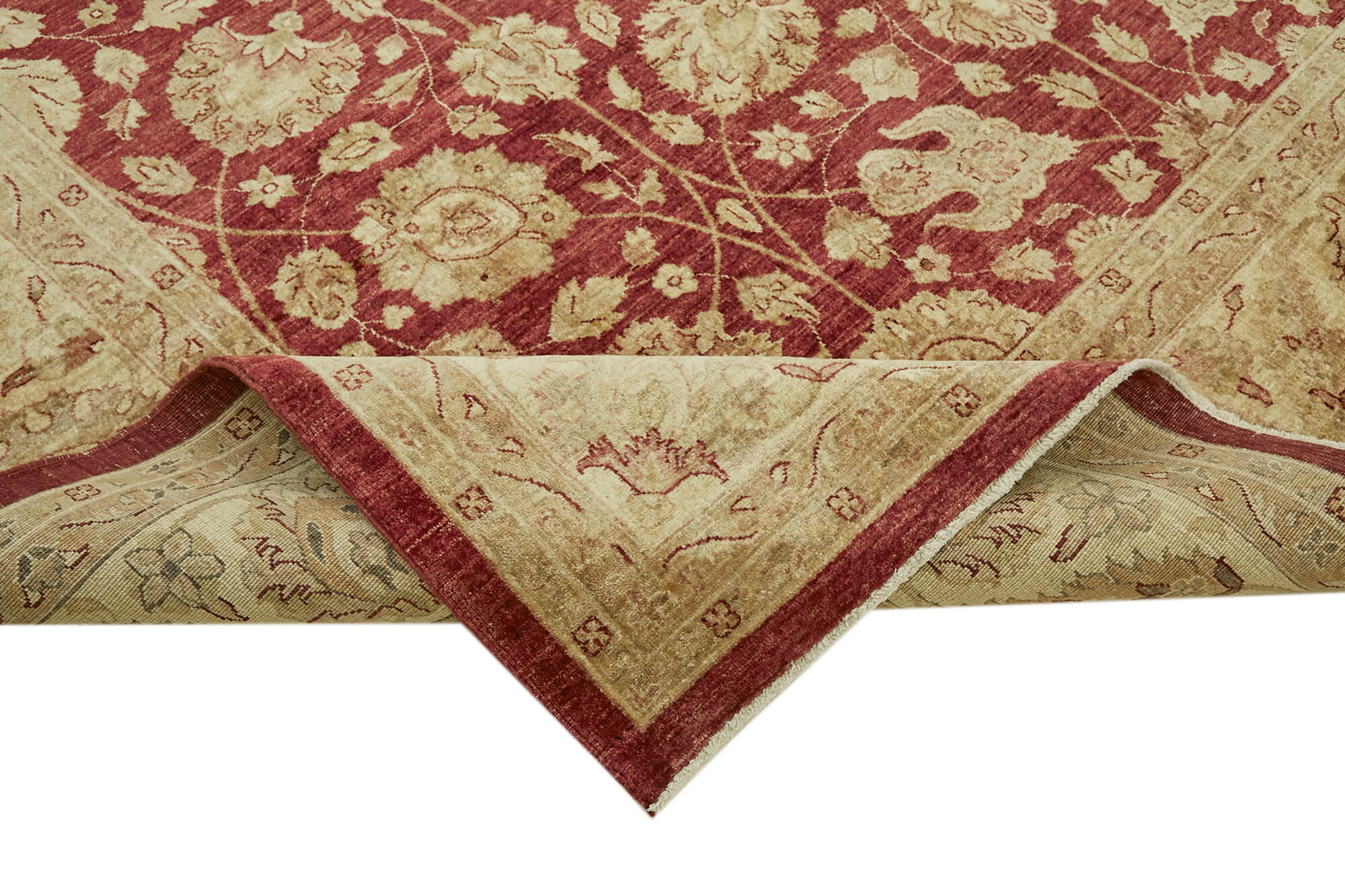 Handmade Wool Cotton Rug - Tebriz Classic Area Rug 9'x11'6'' Beige Neutral Tone