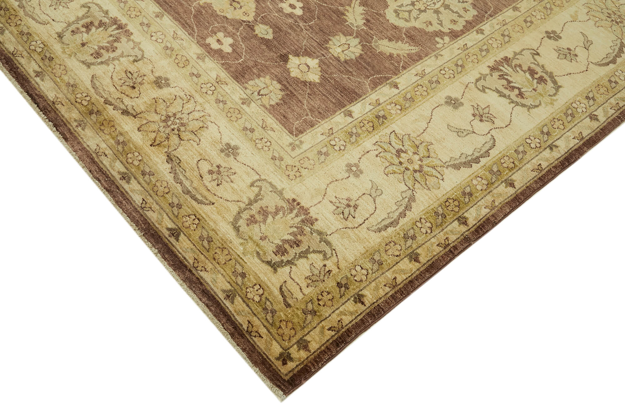 Handmade Wool Cotton Rug – Tebriz Classic Beige Vintage Area Rug 9'0''x12'6''
