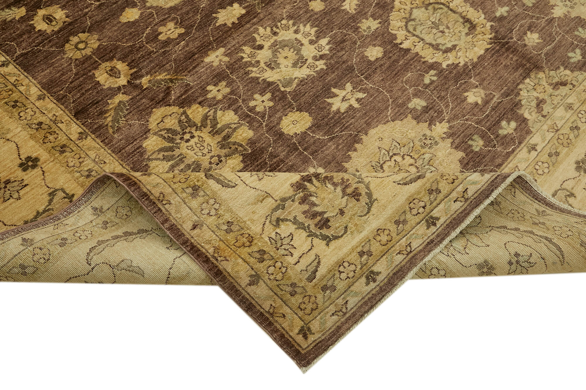 Handmade Wool Cotton Rug – Tebriz Classic Beige Vintage Area Rug 9'0''x12'6''