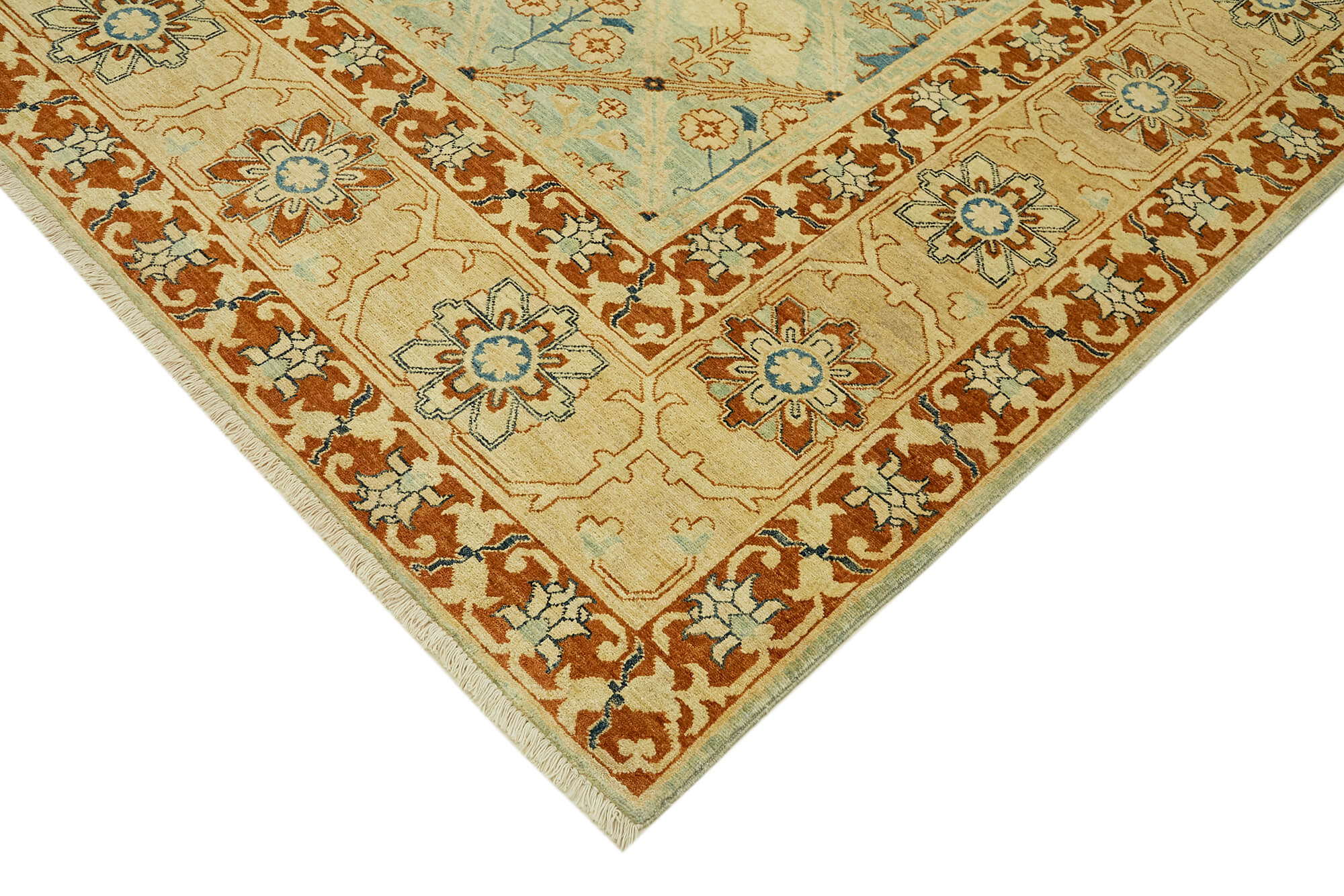 Handmade Wool Cotton Rug – Tebriz Vintage Area Rug 9'2'' x 11'10'' Classic Beige