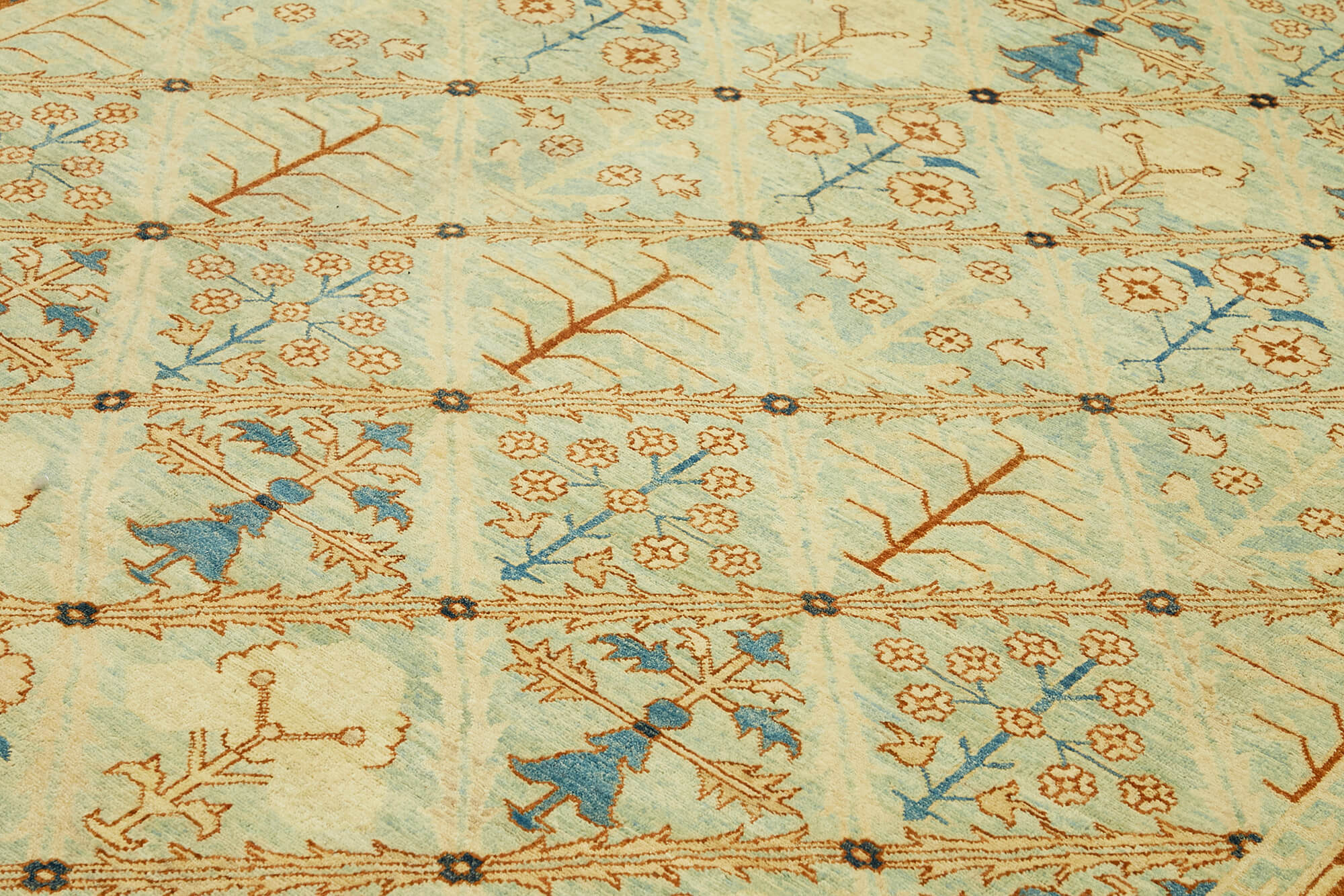 Handmade Wool Cotton Rug – Tebriz Vintage Area Rug 9'2'' x 11'10'' Classic Beige