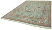Handmade Wool Cotton Rug - Tebriz Green Classic 9'1''x12'2'' Hand Woven Turkish Area Rug