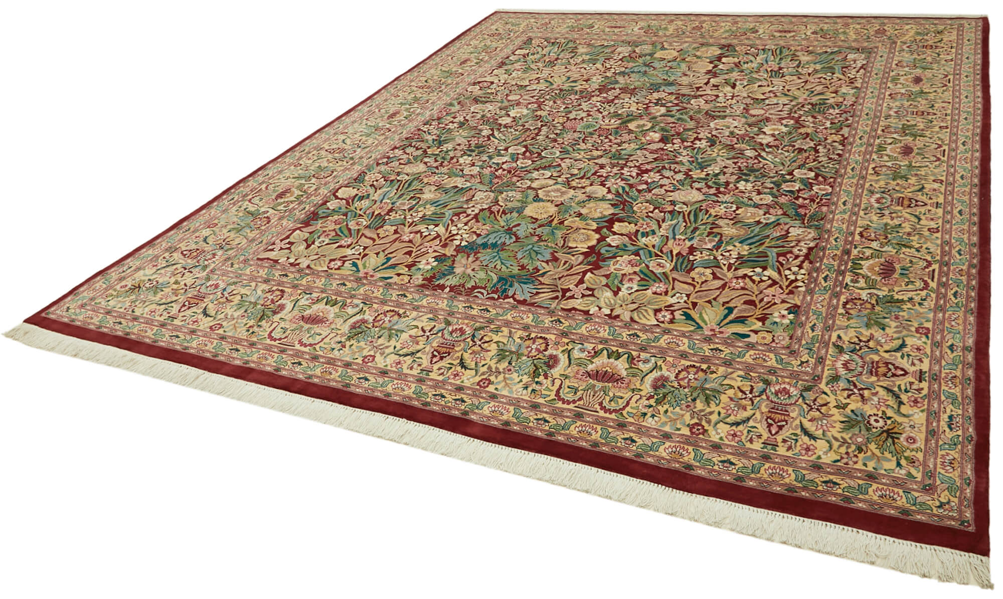 Handmade Wool Cotton Rug | Vintage Hand Woven Carpet – Beige Classic Style