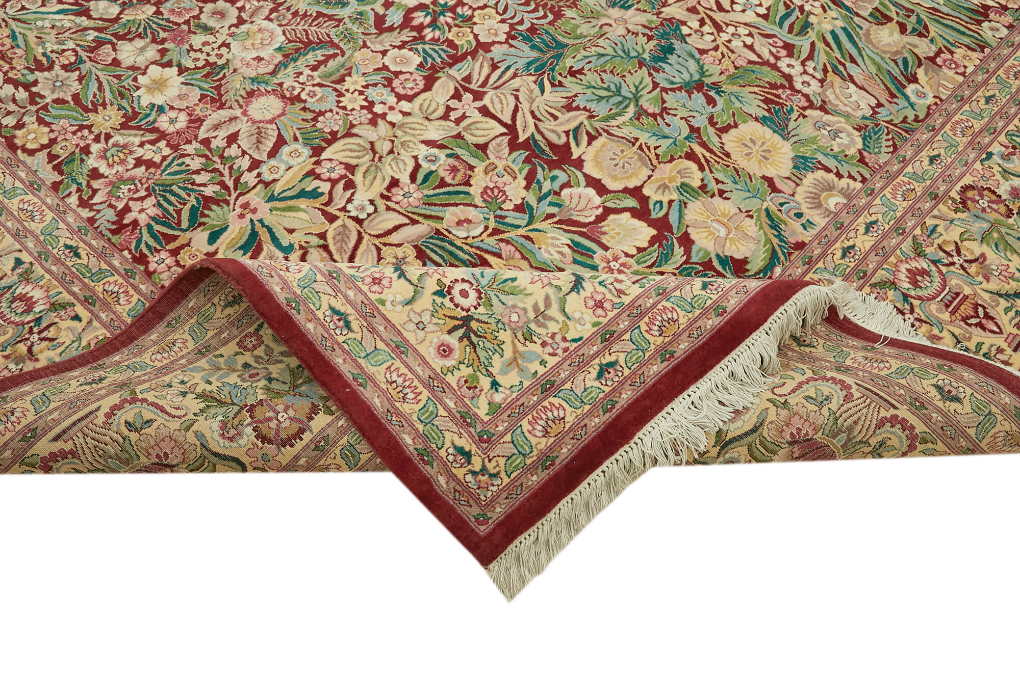 Handmade Wool Cotton Rug | Vintage Hand Woven Carpet – Beige Classic Style
