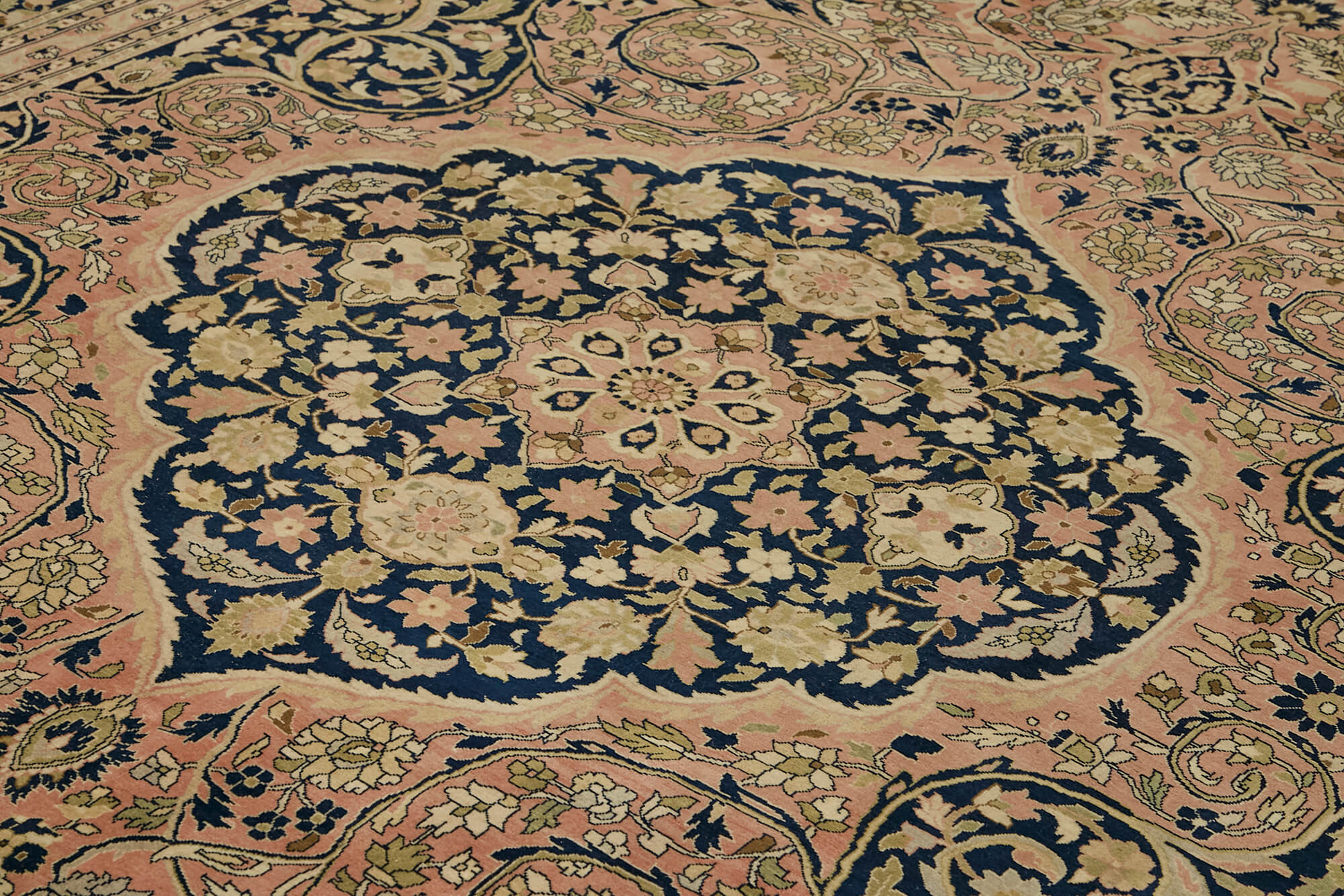 Handmade Wool Cotton Rug – Classic Beige Turkish Vintage Carpet 9'1''x12'0''