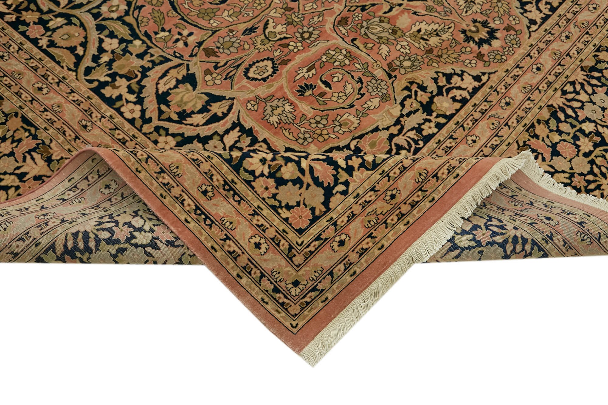Handmade Wool Cotton Rug – Classic Beige Turkish Vintage Carpet 9'1''x12'0''