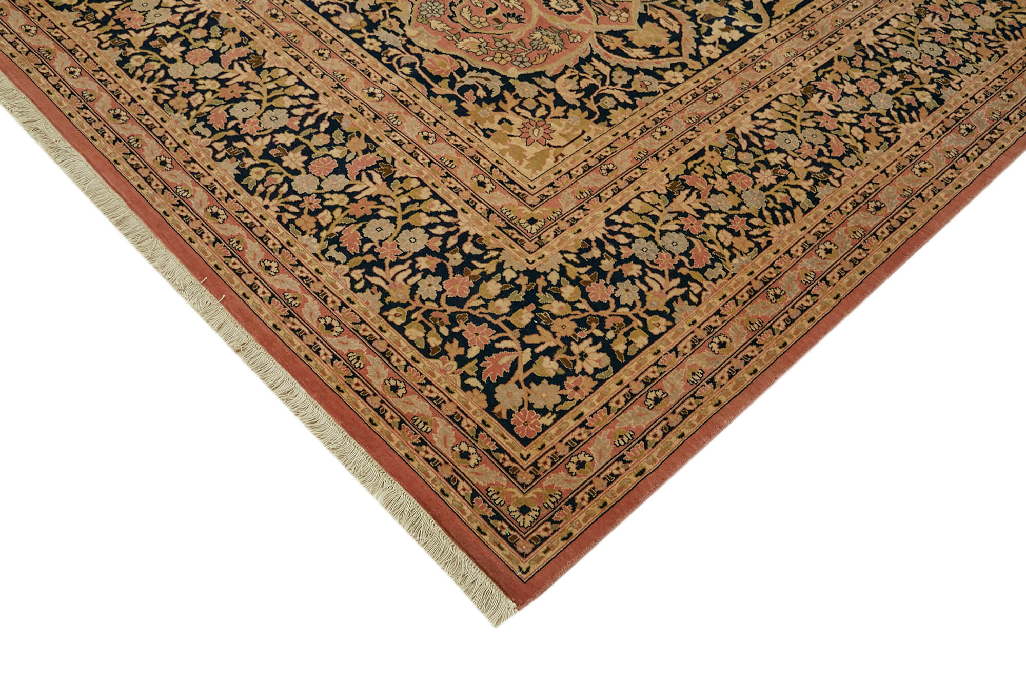 Handmade Wool Cotton Rug – Tebriz Beige Classic Style Carpet 9'0''x12'1''