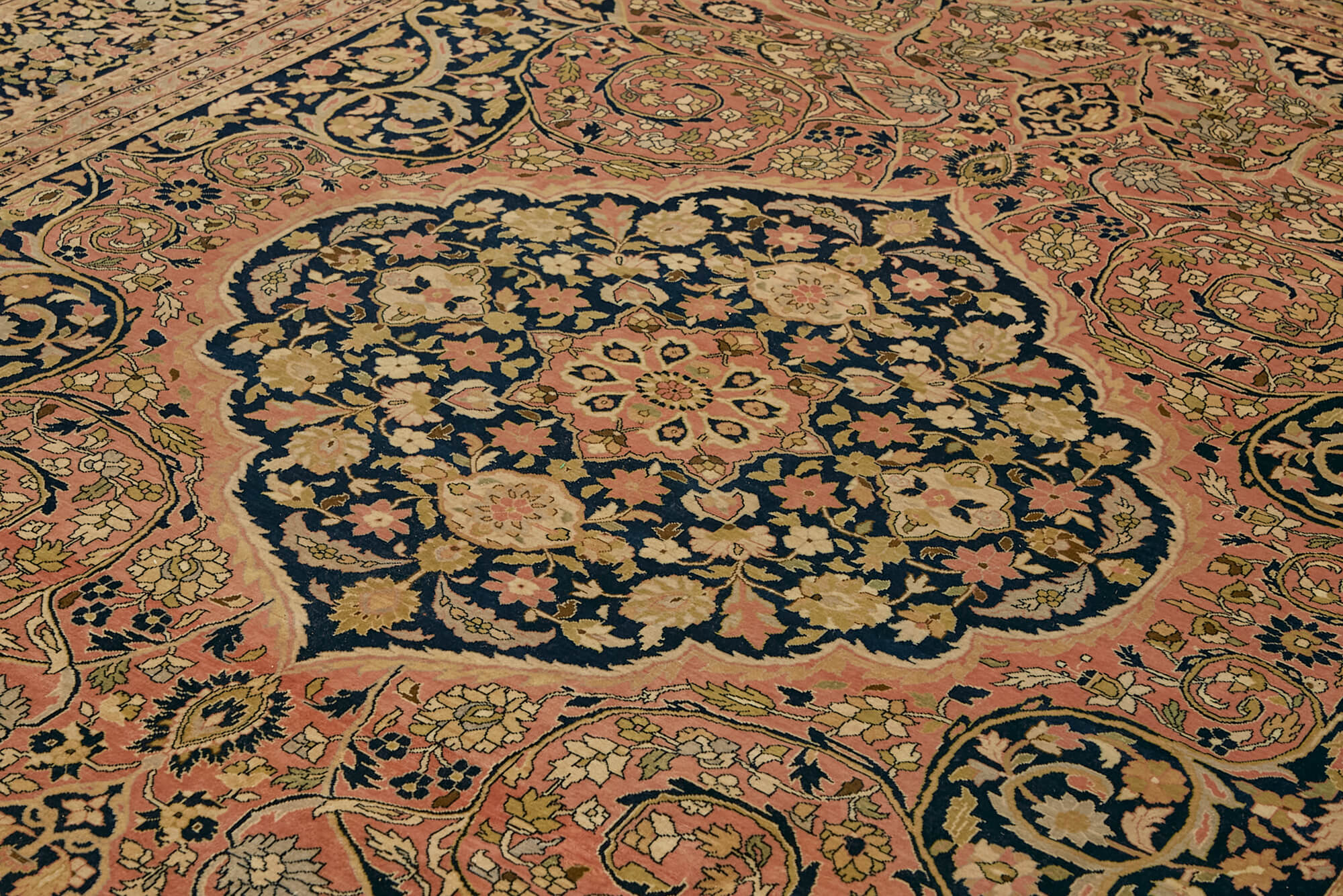 Handmade Wool Cotton Rug – Tebriz Beige Classic Style Carpet 9'0''x12'1''
