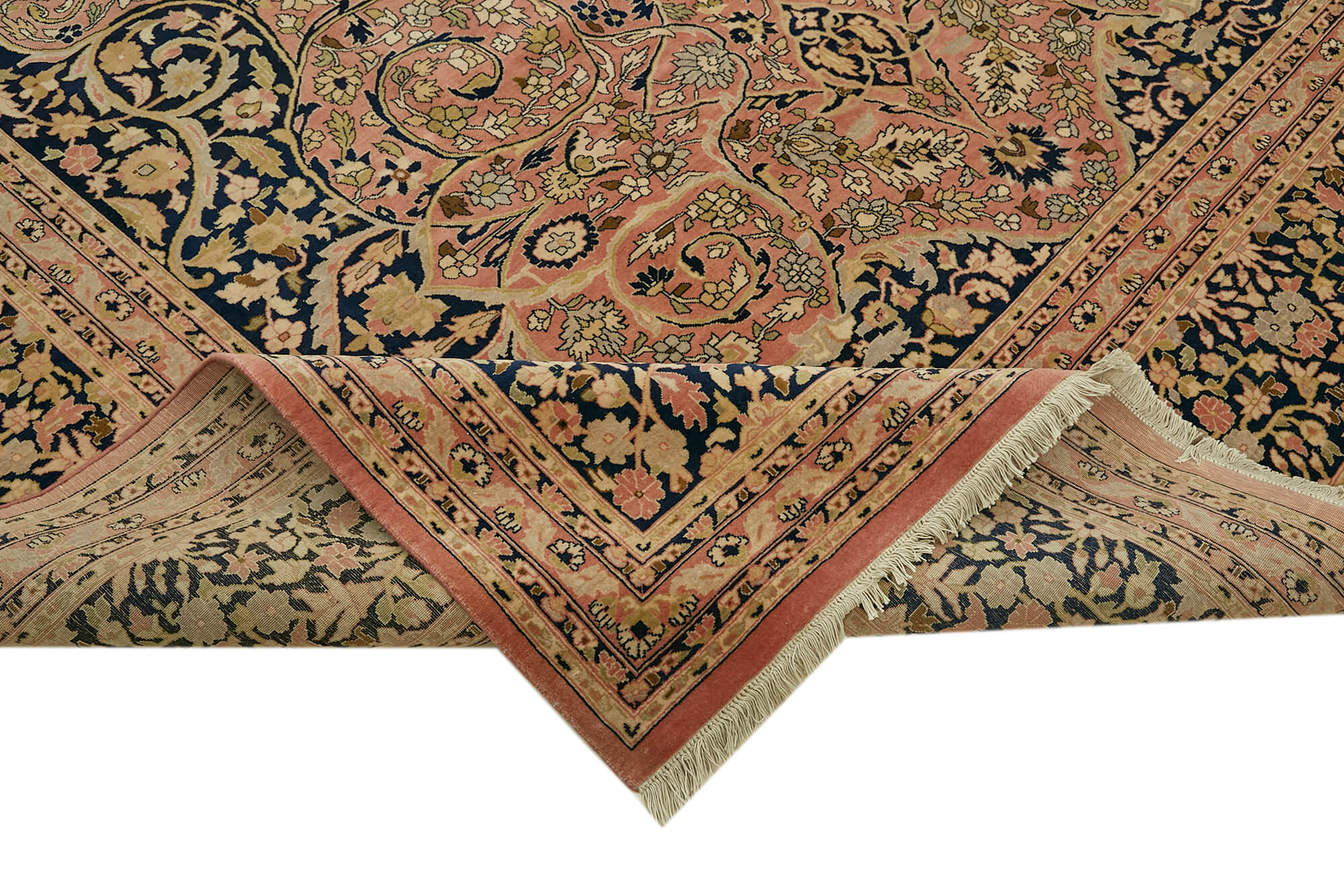 Handmade Wool Cotton Rug – Tebriz Beige Classic Style Carpet 9'0''x12'1''