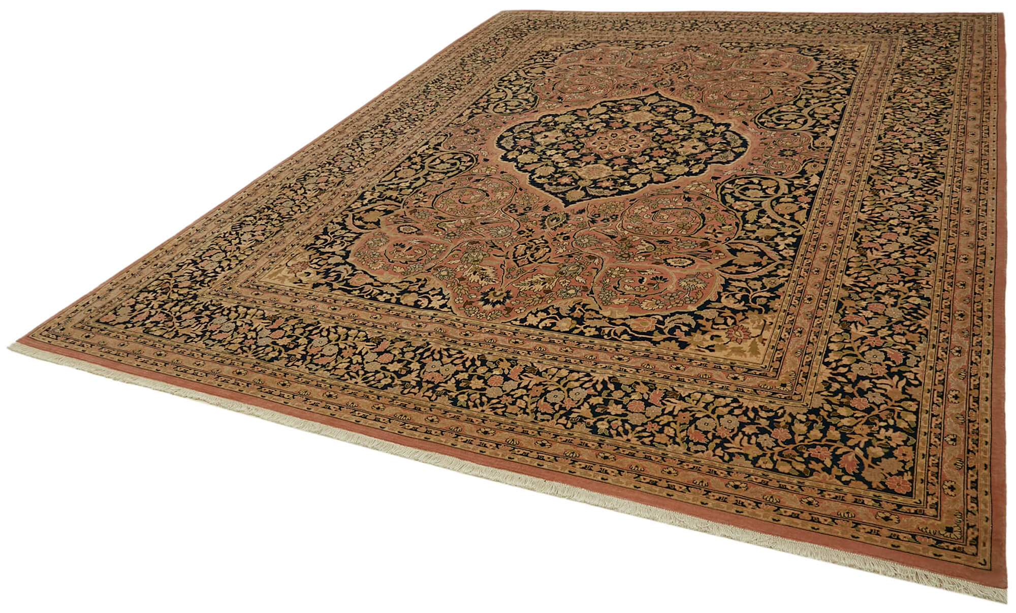 Handmade Wool Cotton Rug – Classic Style Carpet | Beige Vintage Area Rug 9'1''x12'1''