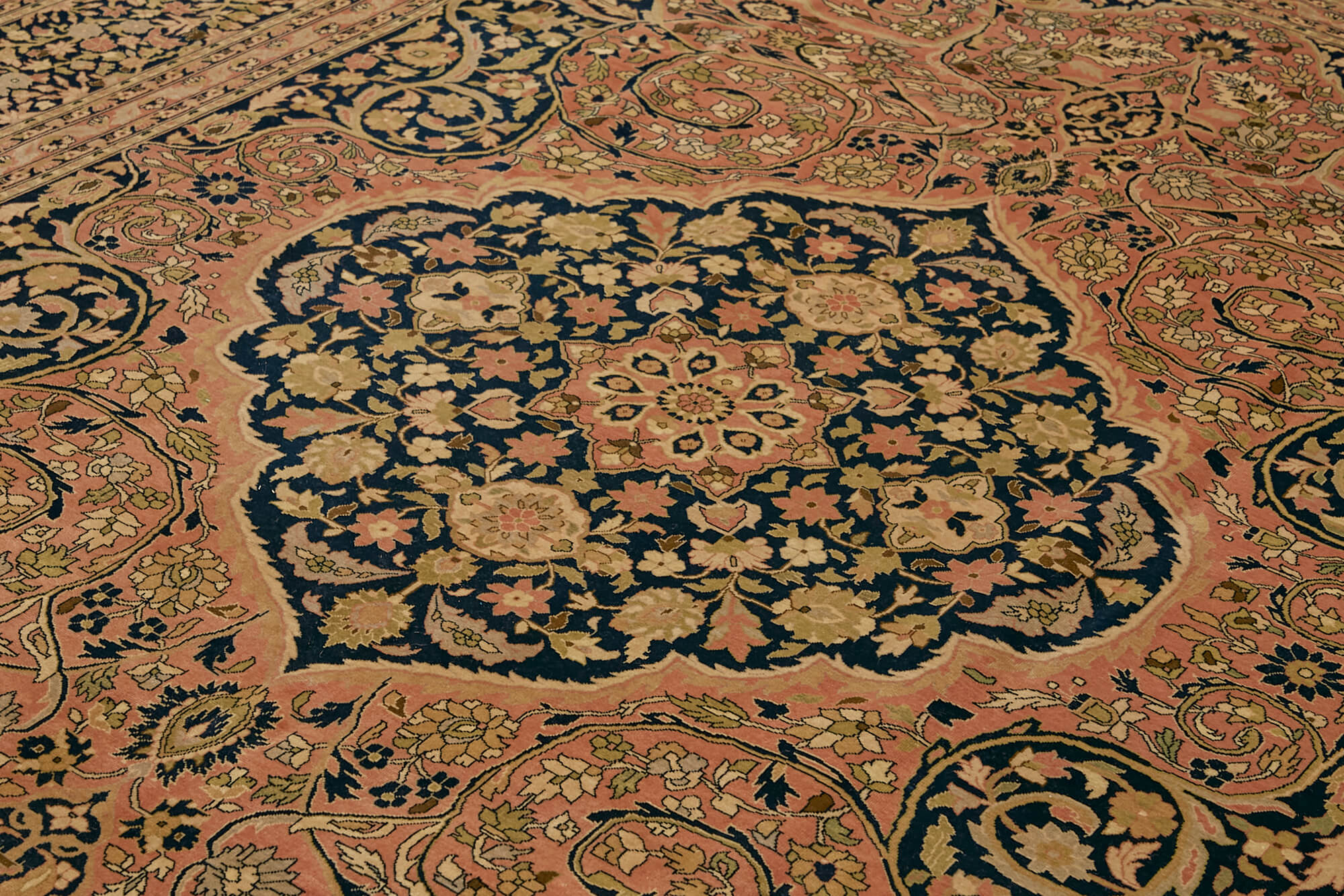 Handmade Wool Cotton Rug – Classic Style Carpet | Beige Vintage Area Rug 9'1''x12'1''