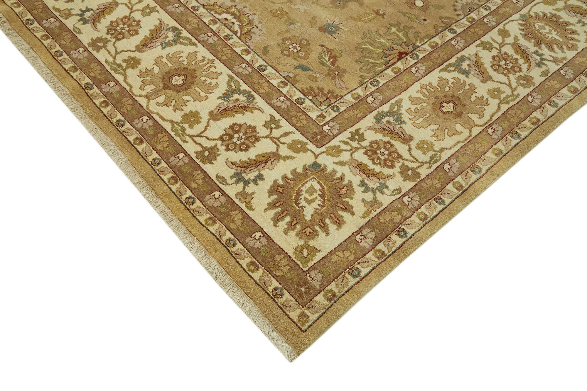 Handmade Wool Cotton Rug – Tebriz Beige Classic Style 8x12 Wool Rug