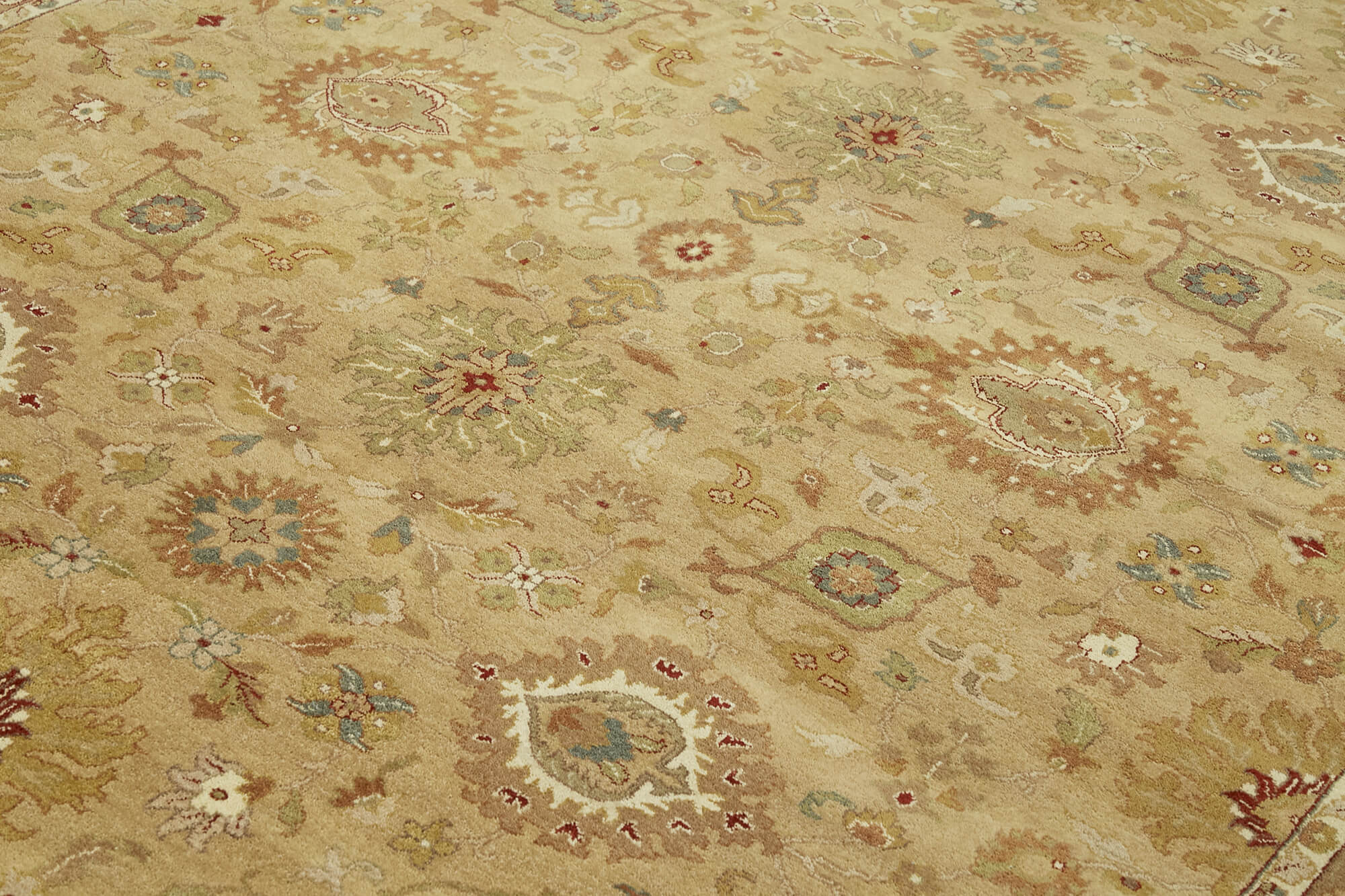 Handmade Wool Cotton Rug – Tebriz Beige Classic Style 8x12 Wool Rug
