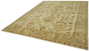 Handmade Wool Cotton Rug - Tebriz Classic Beige Vintage Area Rug 8'11''x11'9''