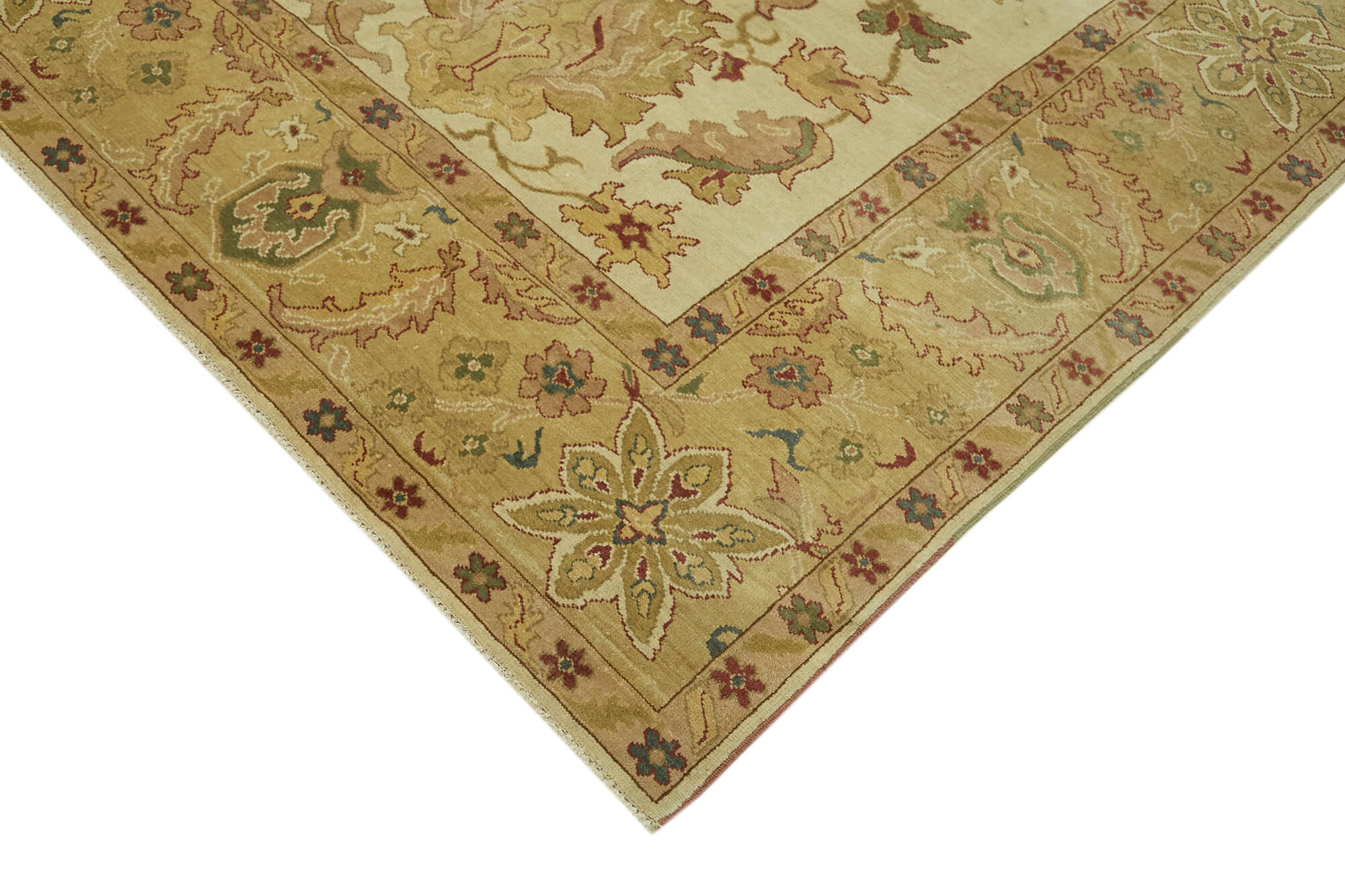 Handmade Wool Cotton Rug - Tebriz Classic Beige Vintage Area Rug 8'11''x11'9''