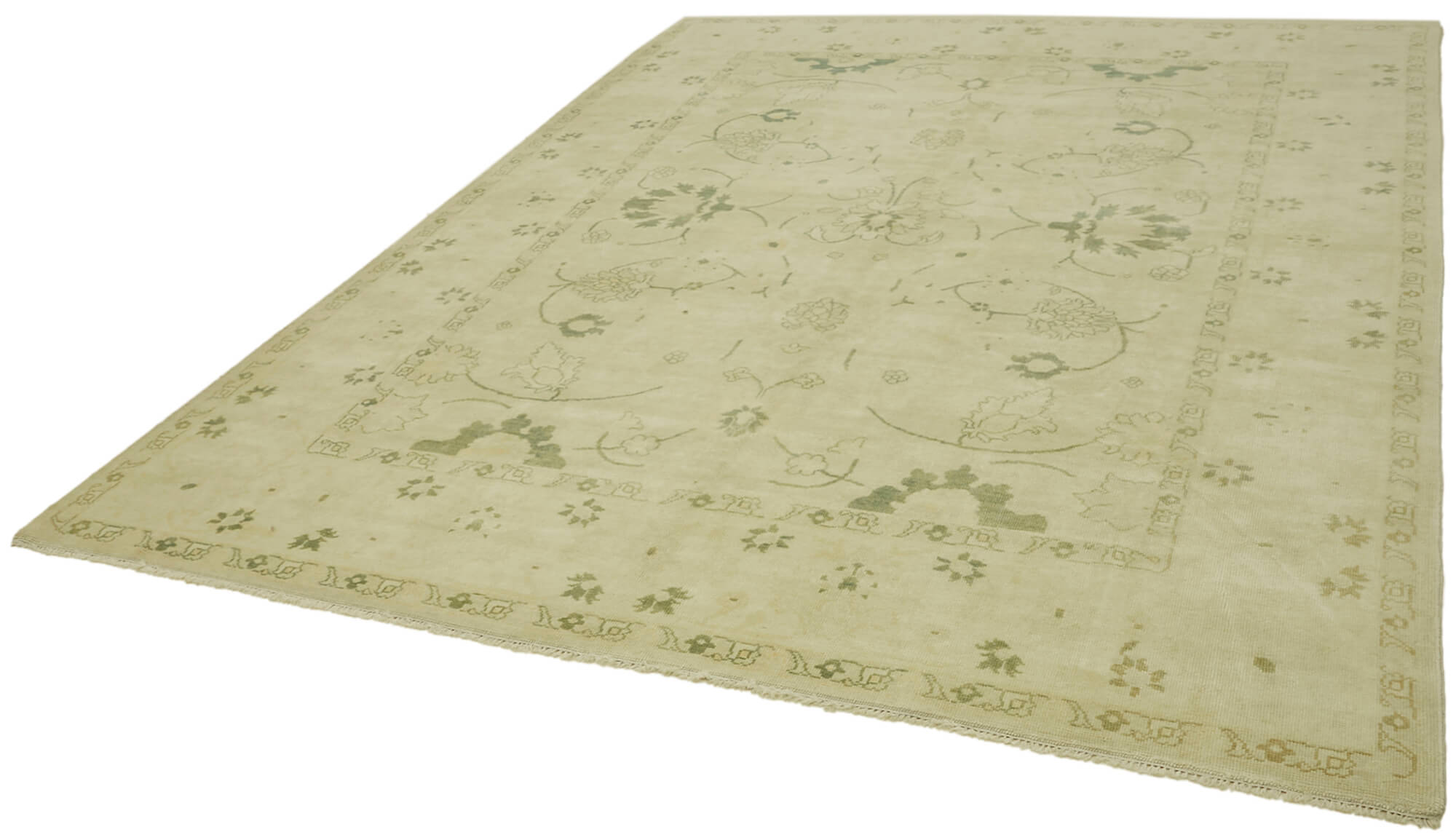 Handmade Wool Cotton Rug – Classic Beige Vintage Area Rug 8'5'' x 10'3''