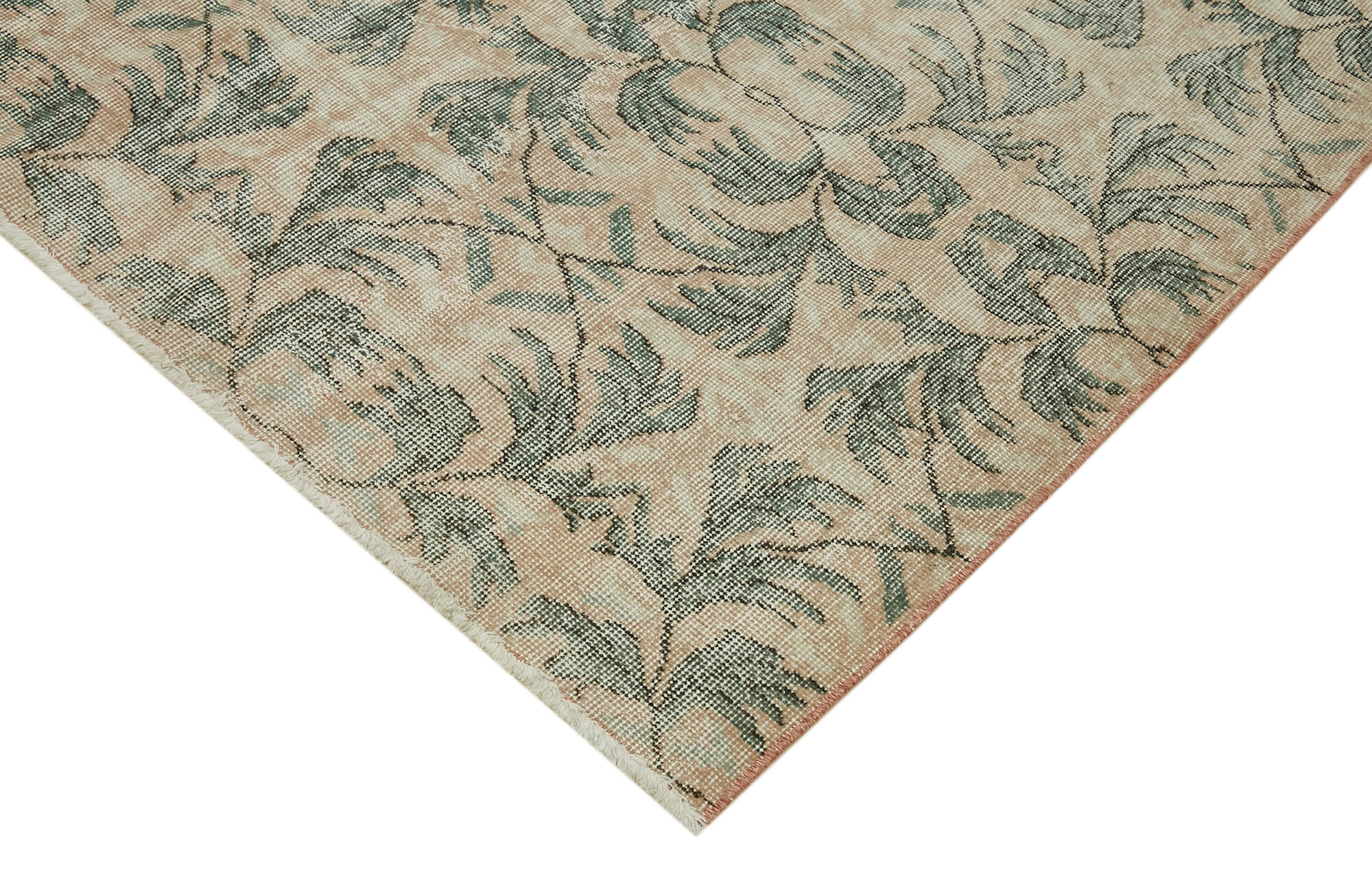 Vintage Wool Cotton Rug - Hand Woven Rug 6'3'' x 9'1'' | Beige Natural Fiber Carpet