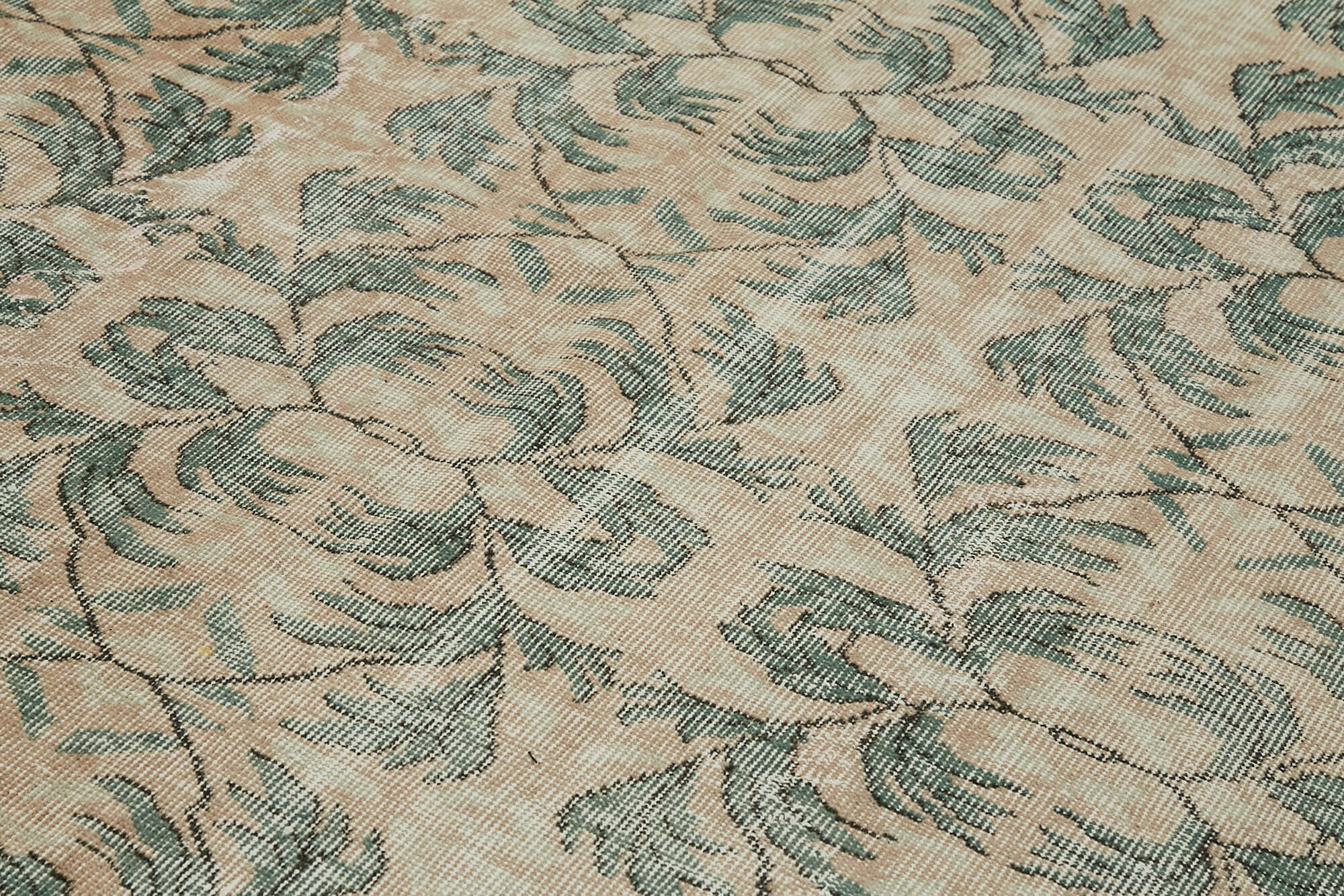 Vintage Wool Cotton Rug - Hand Woven Rug 6'3'' x 9'1'' | Beige Natural Fiber Carpet