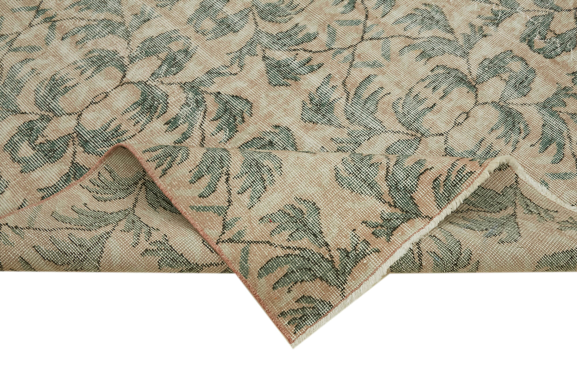 Vintage Wool Cotton Rug - Hand Woven Rug 6'3'' x 9'1'' | Beige Natural Fiber Carpet