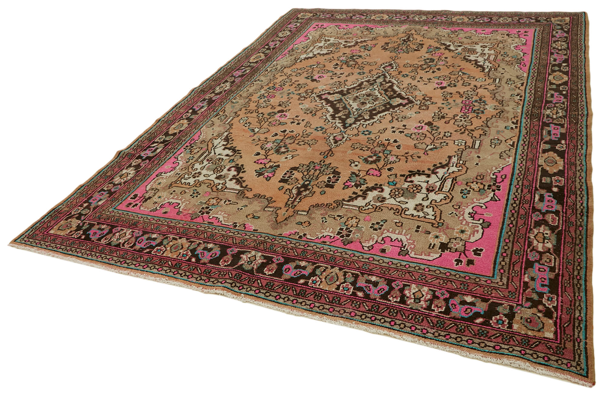 Handmade Wool Cotton Rug – Persian Area Rug | Classic Beige Vintage Carpet 7'0''x10'4''