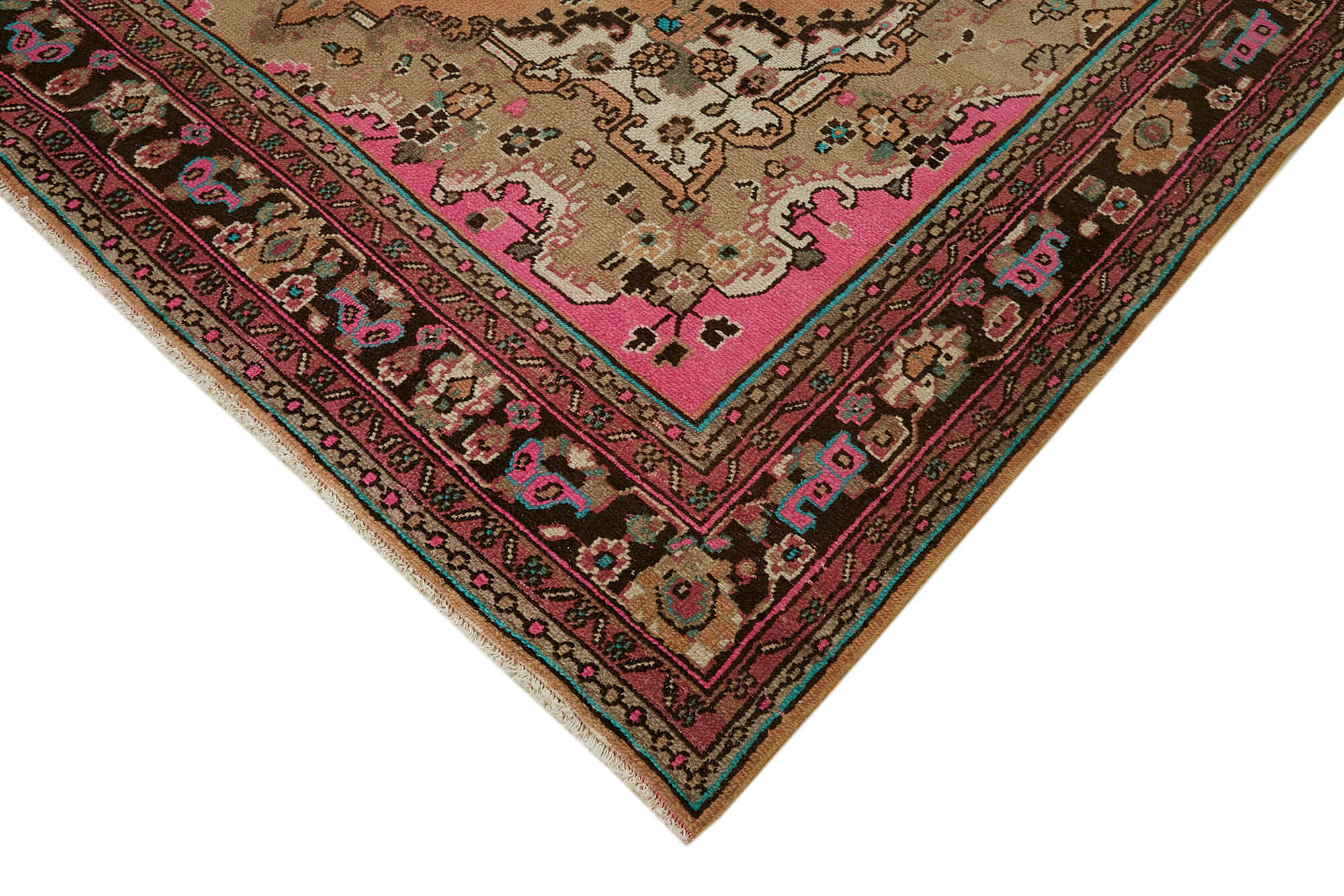 Handmade Wool Cotton Rug – Persian Area Rug | Classic Beige Vintage Carpet 7'0''x10'4''