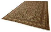 Handmade Wool Cotton Rug – Classic Beige Persian Area Rug 8'7'' x 13'1'' | Vintage Soft Texture