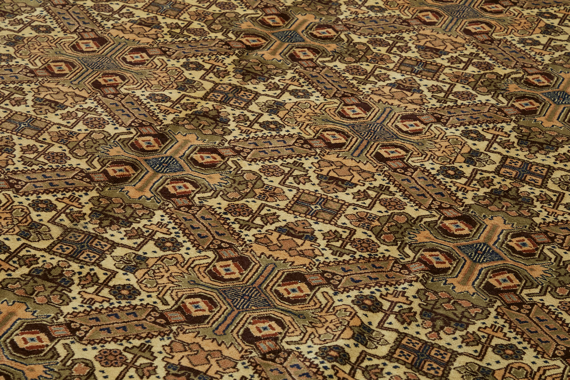 Handmade Wool Cotton Rug – Classic Beige Persian Area Rug 8'7'' x 13'1'' | Vintage Soft Texture