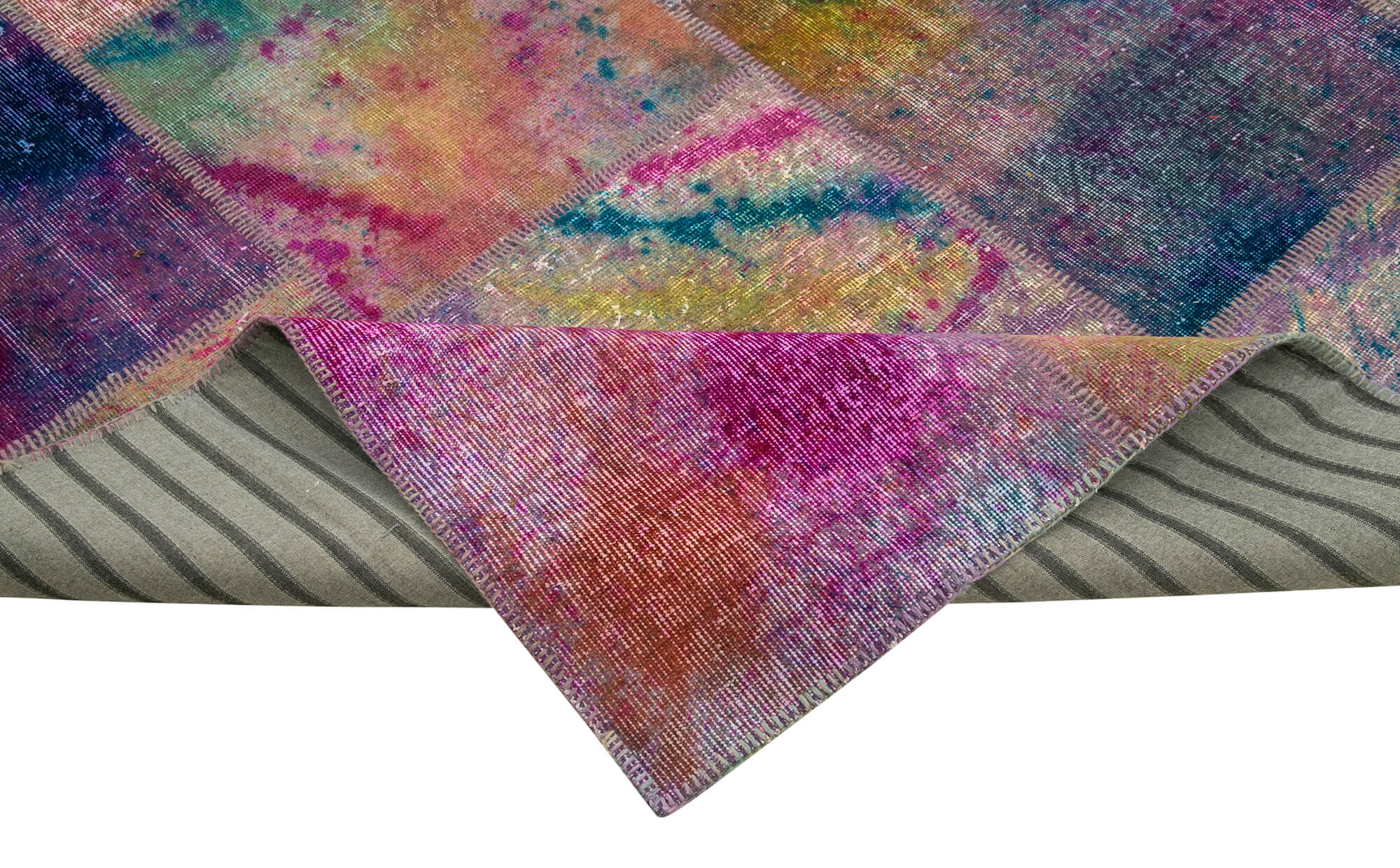Handmade Patchwork Rug - Kirk Yama Large Pink Cotton Wool Area Rug 9'11''x13'3''