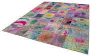 Handmade Patchwork Rug – Pink Patchwork Carpet 8x10 Feet Wool Cotton Blend