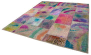 Handmade Patchwork Rug - Pink Cotton Wool Rug, Vintage Turkish Carpet 8'2"x9'10"