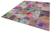 Handmade Patchwork Rug - Kirk Yama Pink Cotton Wool Area Rug 8'1''x9'9''