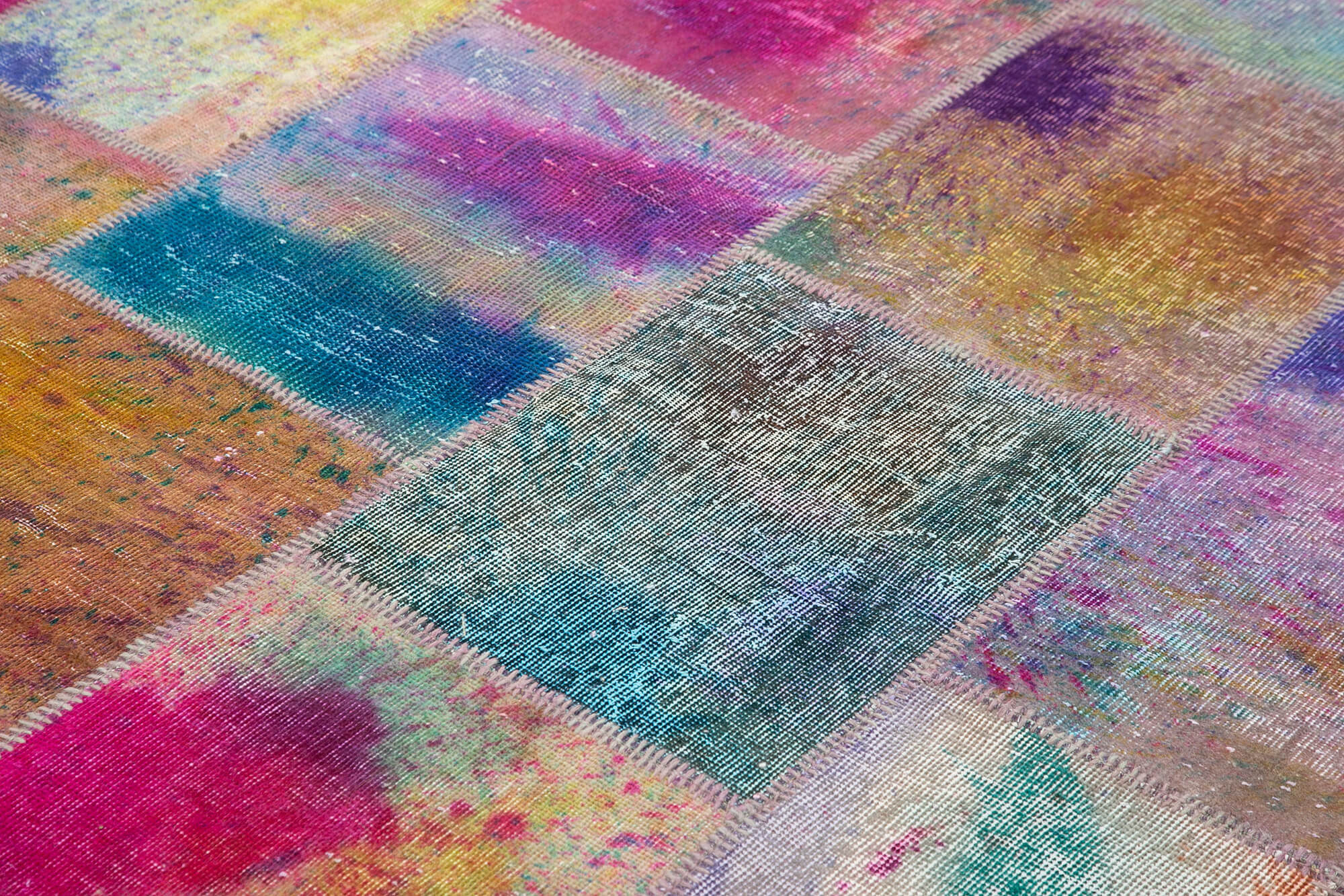 Handmade Patchwork Rug - Kirk Yama Pink Cotton Wool Area Rug 8'1''x9'9''