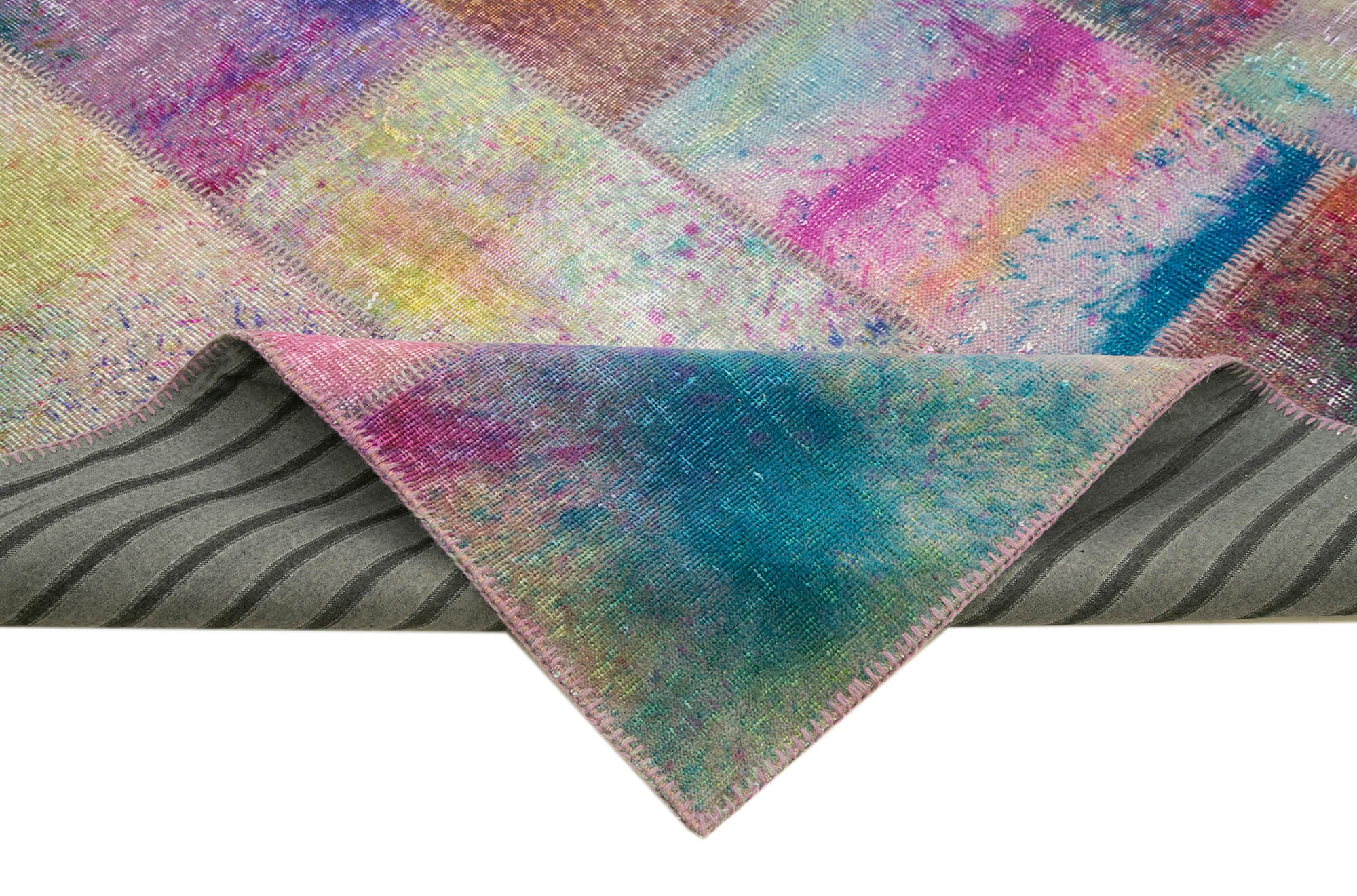 Handmade Patchwork Rug - Kirk Yama Pink Cotton Wool Area Rug 8'1''x9'9''