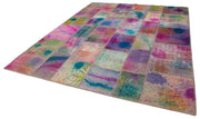 Handmade Patchwork Rug - Kirk Yama Pink Cotton Wool 7'10''x9'10'' Area Rug