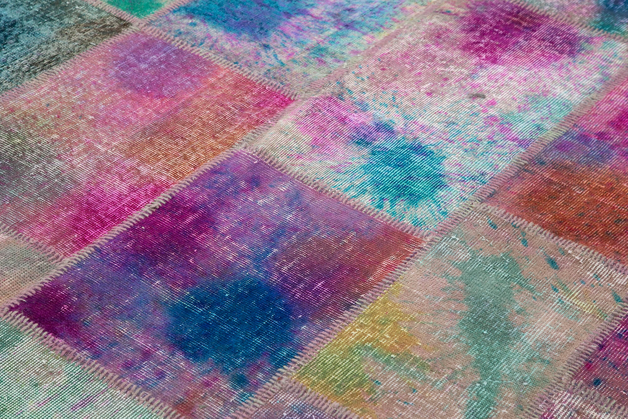 Handmade Patchwork Rug - Kirk Yama Pink Cotton Wool 7'10''x9'10'' Area Rug