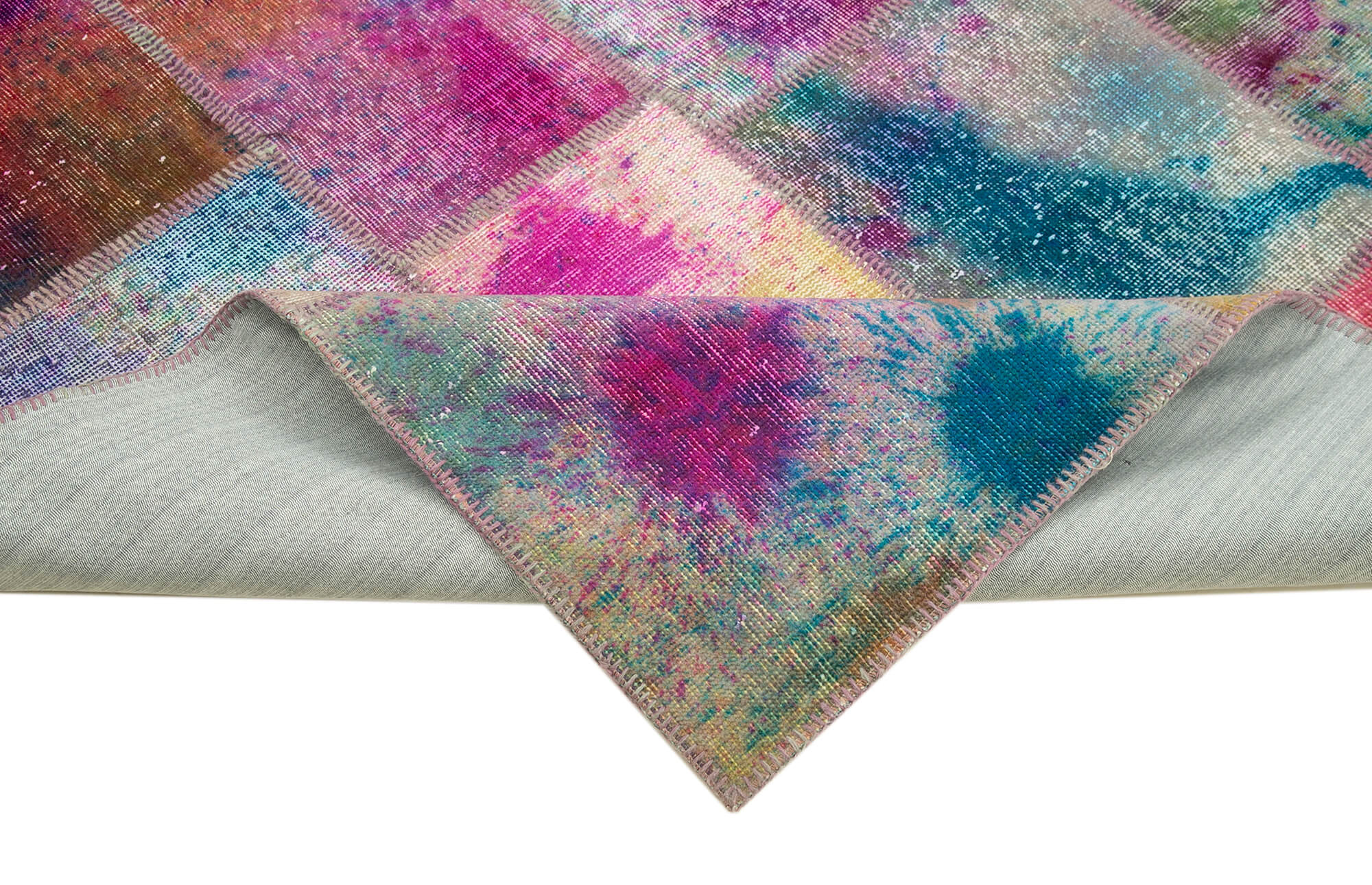 Handmade Patchwork Rug - Kirk Yama Pink Cotton Wool 7'10''x9'10'' Area Rug