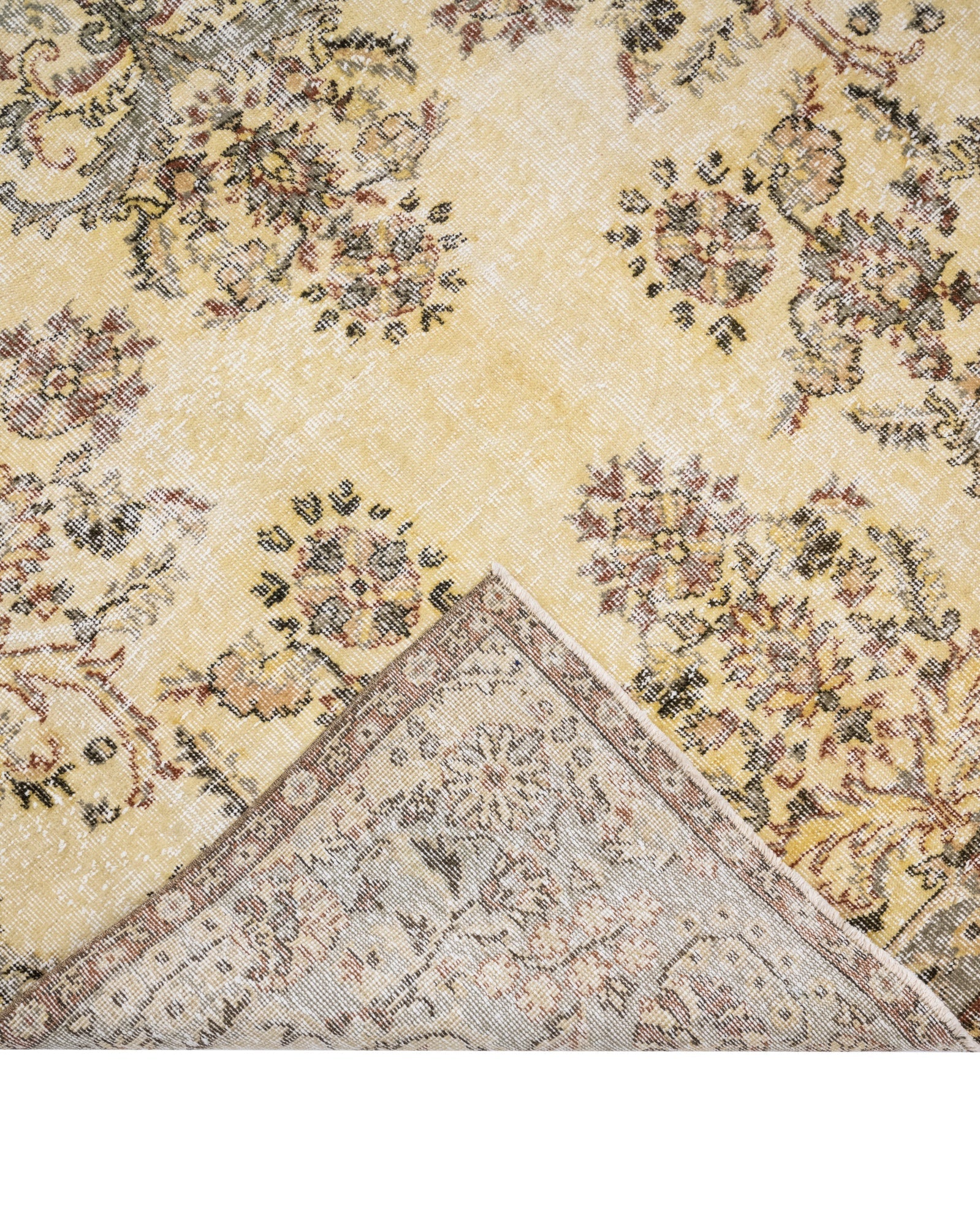 Handmade Wool Rug - Vintage Brown Medallion 6'x9'8" Anatolian Woven Carpet