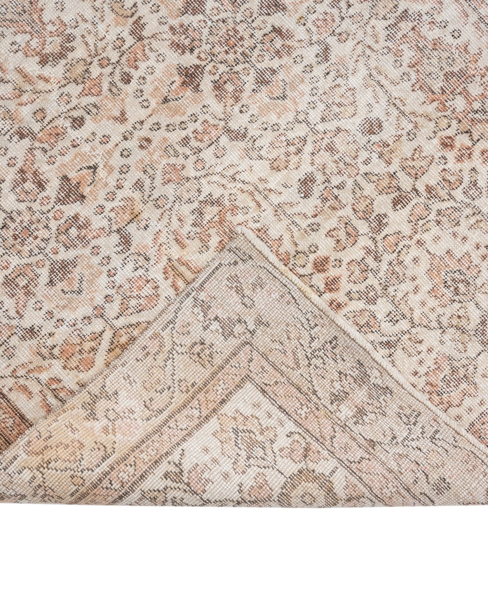 Handmade Wool Cotton Rug - Vintage Medallion 5x9 Brown Area Carpet for Living Room