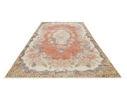 Handmade Wool Rug - Vintage Red Medallion 5x10 Cotton Wool Area Carpet