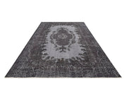 Handmade Wool Rug - Vintage Black Medallion 5x9 Cotton Blend Carpet for Living Room
